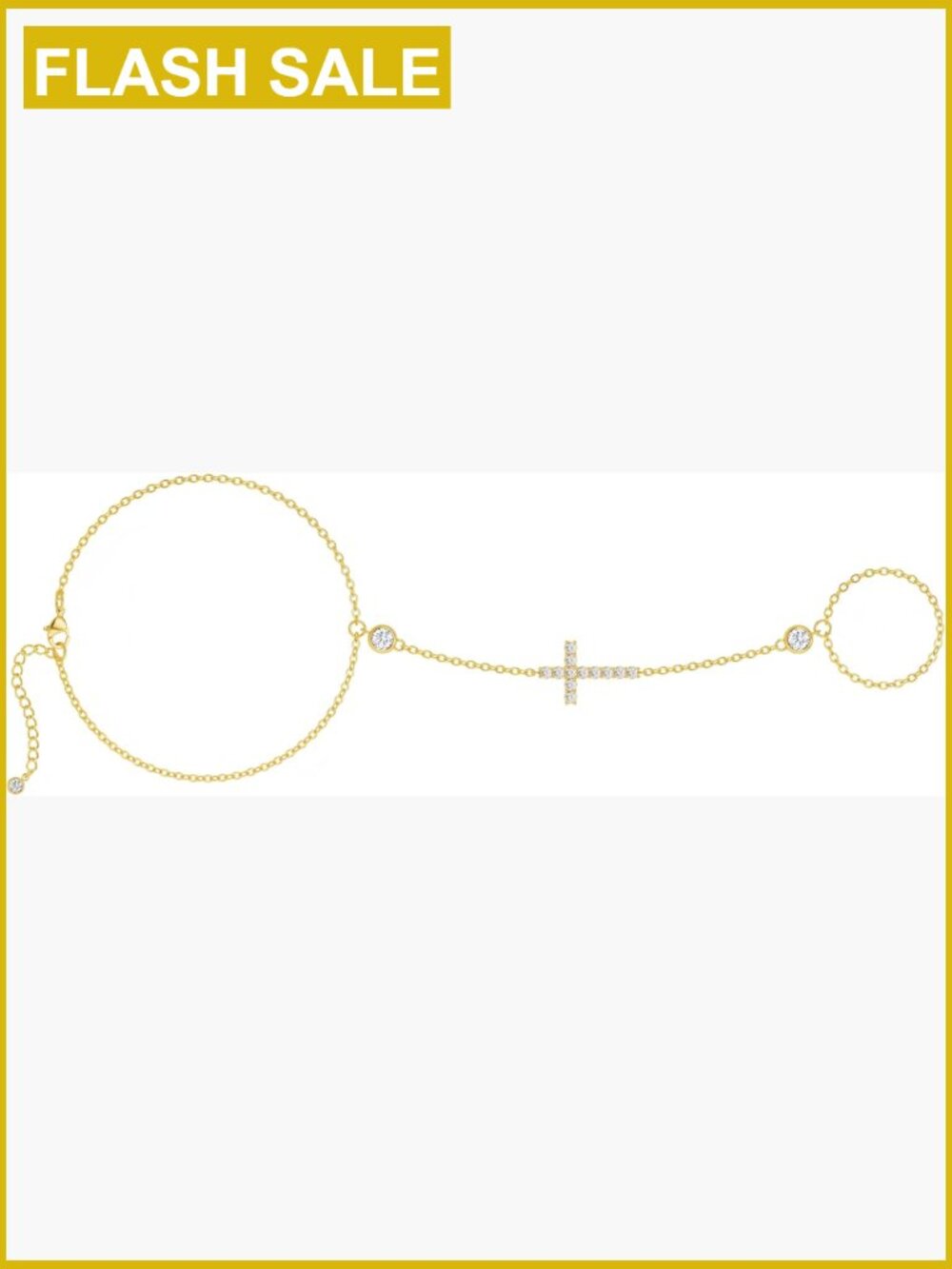Adjustable Hand Chain Bracelet with Cross Pearl Bead Heart Design